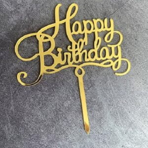 Kuchen Topper "Happy Birthday" Gold