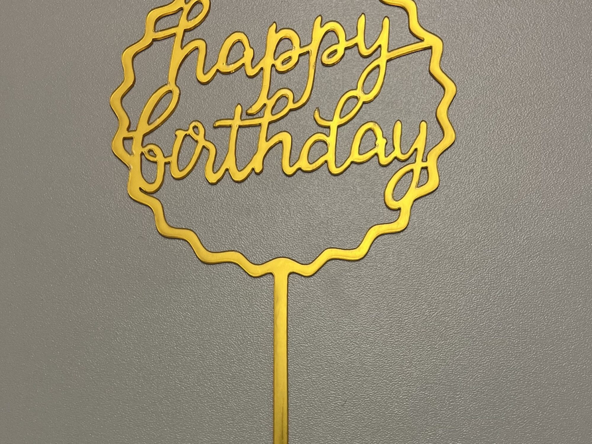 Kuchen Topper «Happy Birthday» Gewellt Gold