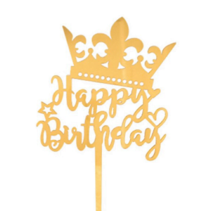Kuchen Topper «Happy Birthday» Krone Gold