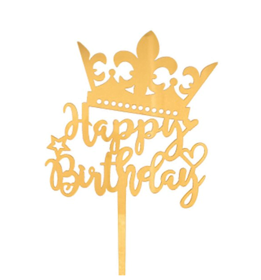 Kuchen Topper «Happy Birthday» Krone Gold